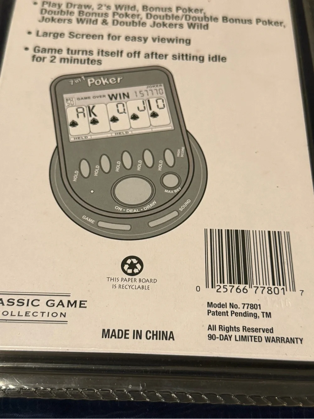 Mega Screen 7 In 1 Poker Hand Held Video Electronic Game 77801 New & Sealed
